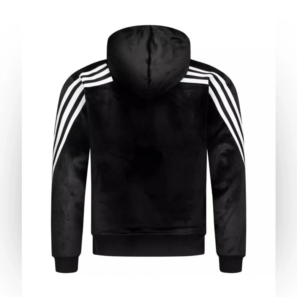 Men’s RARE Adidas NWT Medium Future Icons Ribbed Hoodie/Pants Velour Set - Picture 7 of 15